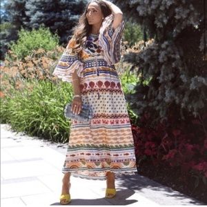 🎄 FARM Rio Salt Island Drawstring Midi Dress